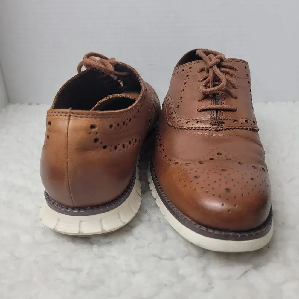 Cole Haan Zerogrand Men’s Size 8.5 Brown Leather Wingtip Oxford Shoes C14493